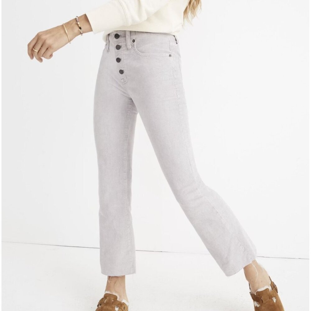 Madewell Cali-Demi Boot Jeans Cream Corduroy Pants Women's 28 Tall (28T)